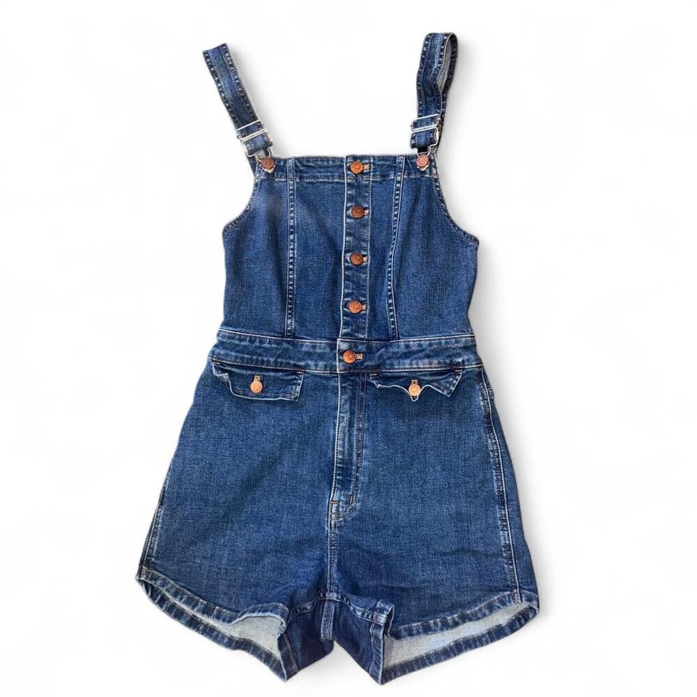 Madewell Denim Overalls XS Deep Blue 90s Country Cowgirl 70s Festival Stretch